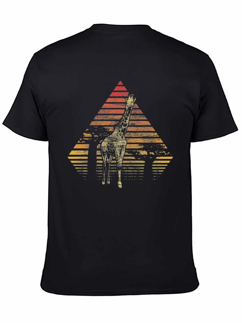 Giraffe Sunset Graphic Tee - Stylish Mens Black T-Shirt product image 4
