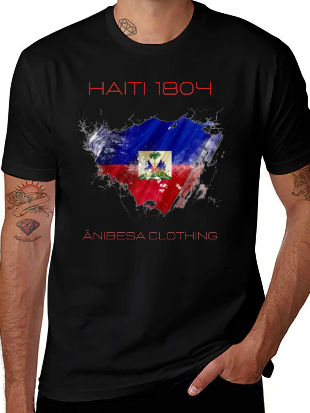 Haiti 1804 Flag T-Shirt - Anibesa Clothing product image 1