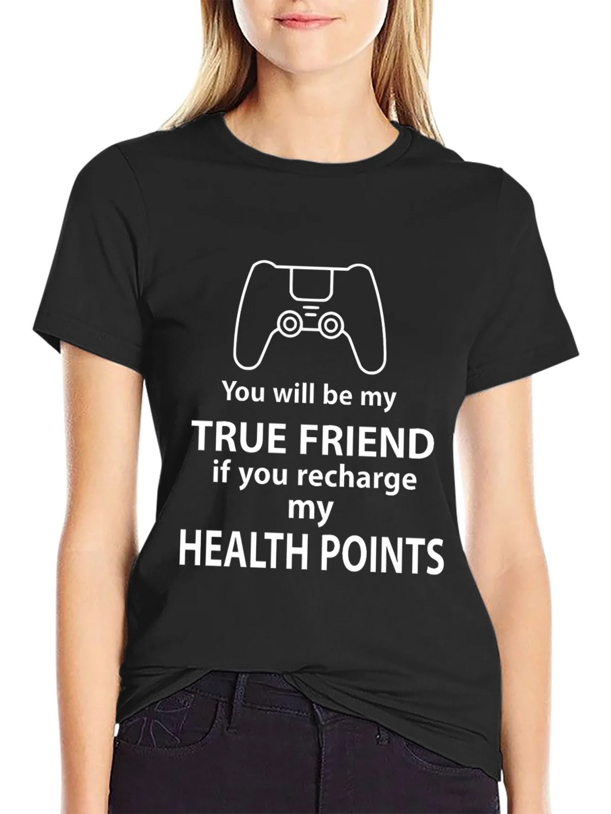 Gamer Recharge Health Points Graphic Tee - Black Cotton product image 2