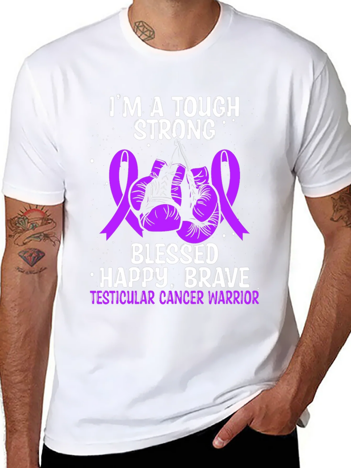 Tough Strong Testicular Cancer Warrior T-Shirt product image 7