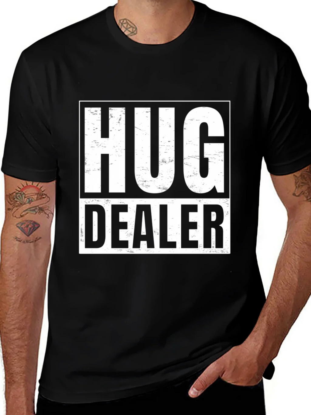 Hug Dealer Graphic T-Shirt - Black Cotton Tee product image 1
