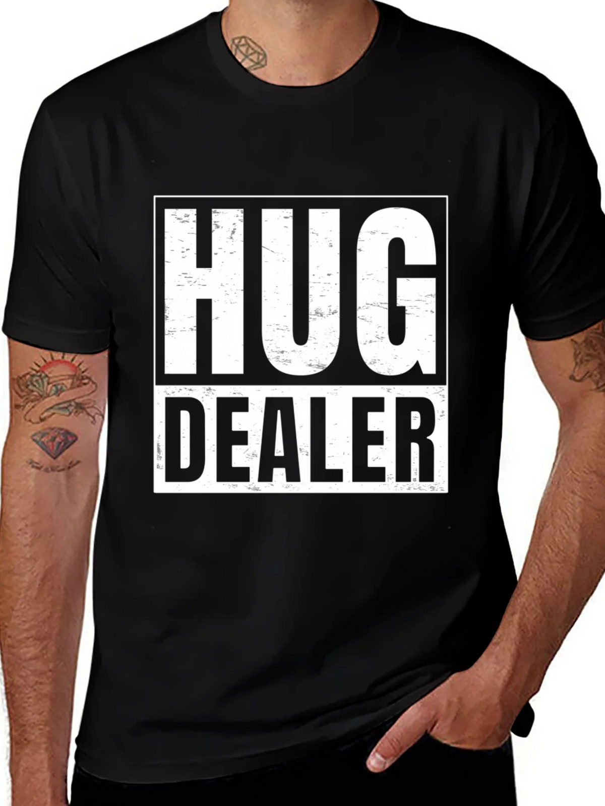 Hug Dealer Graphic T-Shirt - Black Cotton Tee product image 1