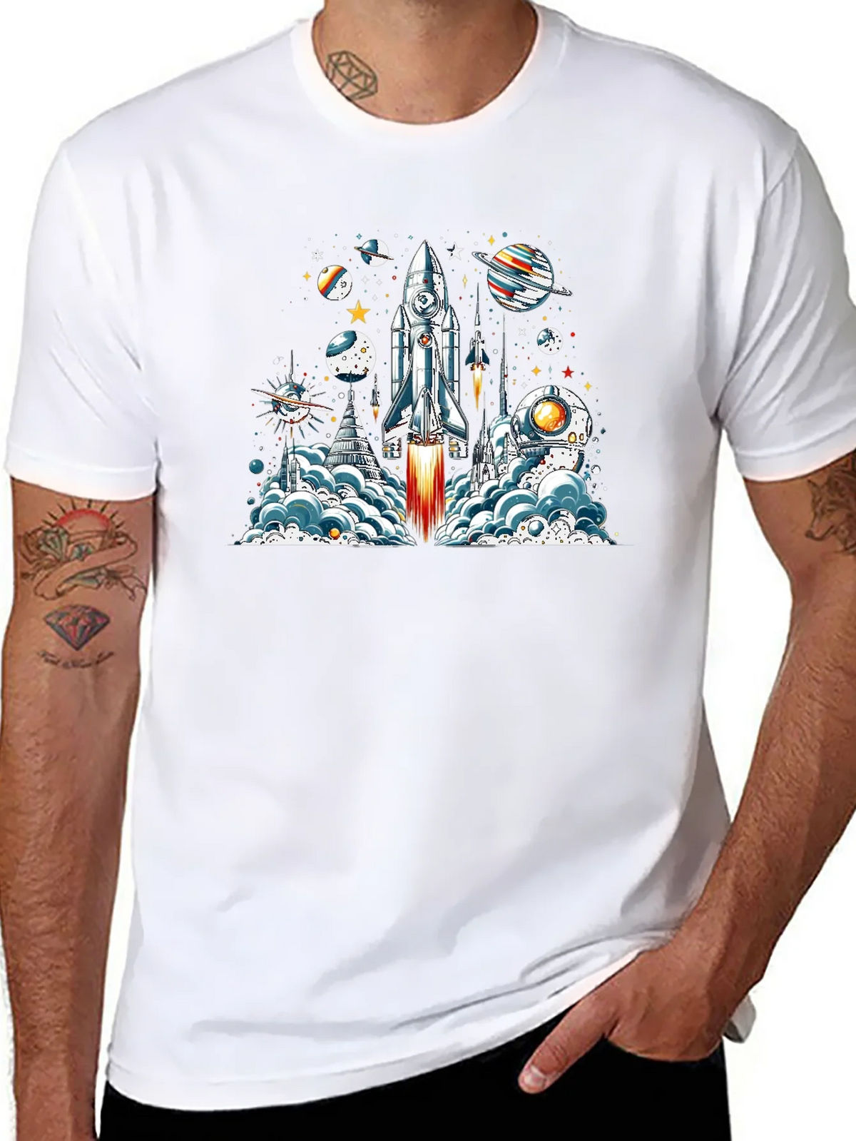 Space Launch T-Shirt - Rocket & Planets Graphic Tee product image 7