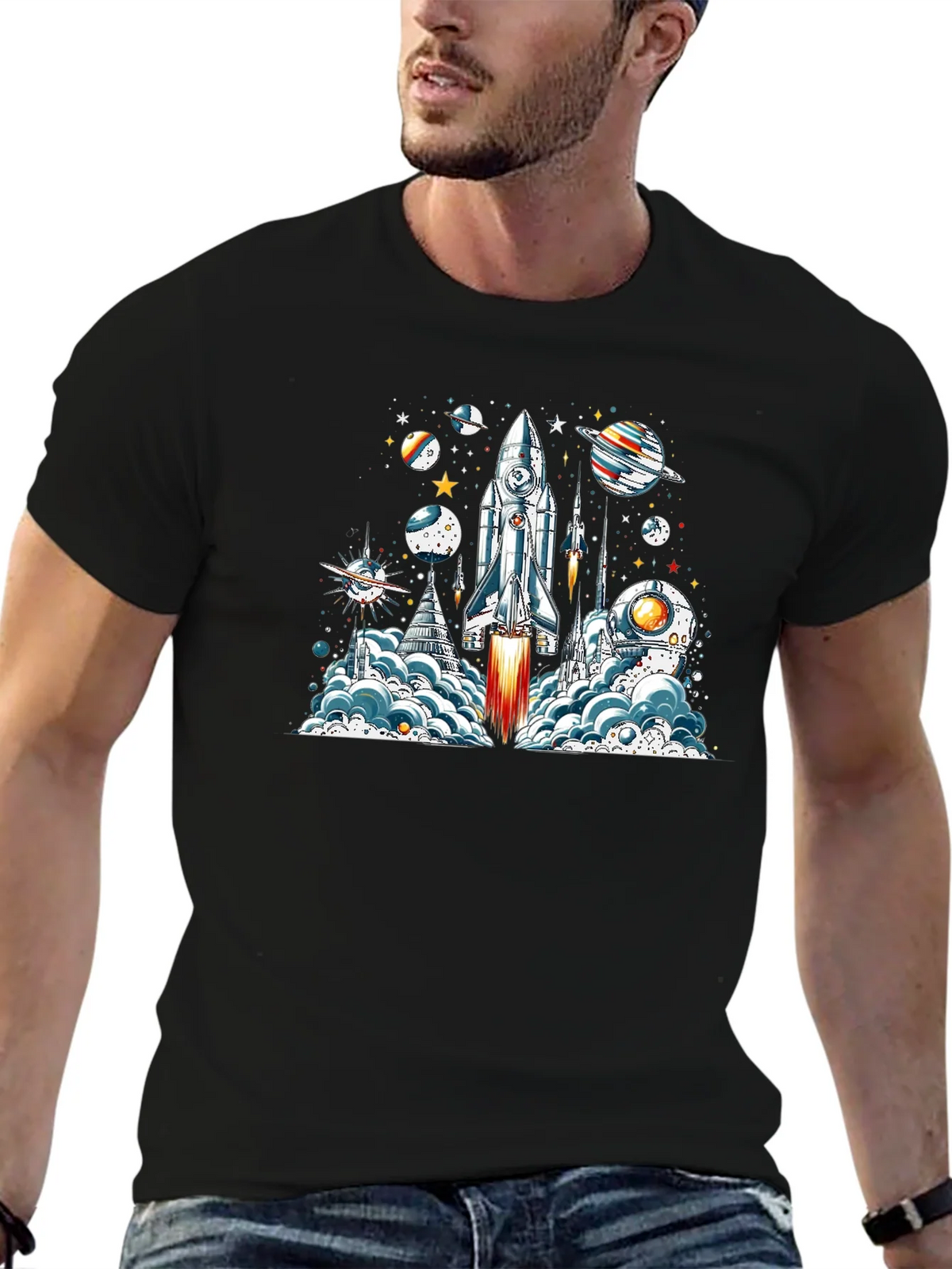 Space Launch T-Shirt - Rocket & Planets Graphic Tee product image 6