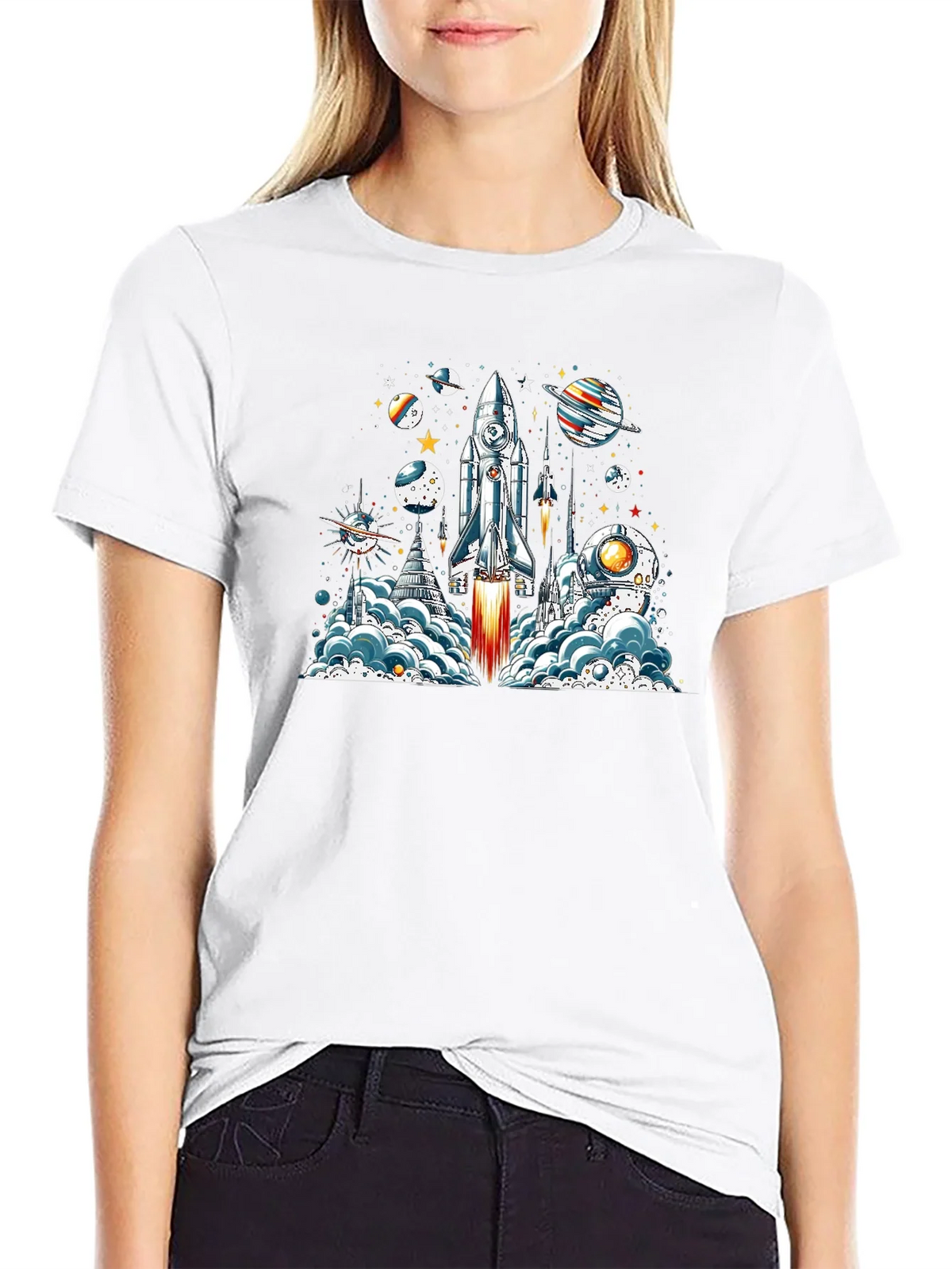 Space Launch T-Shirt - Rocket & Planets Graphic Tee product image 8
