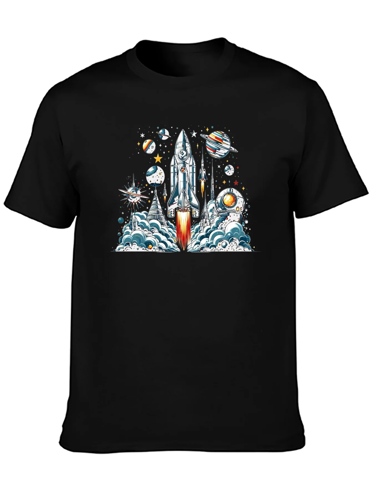 Space Launch T-Shirt - Rocket & Planets Graphic Tee product image 3