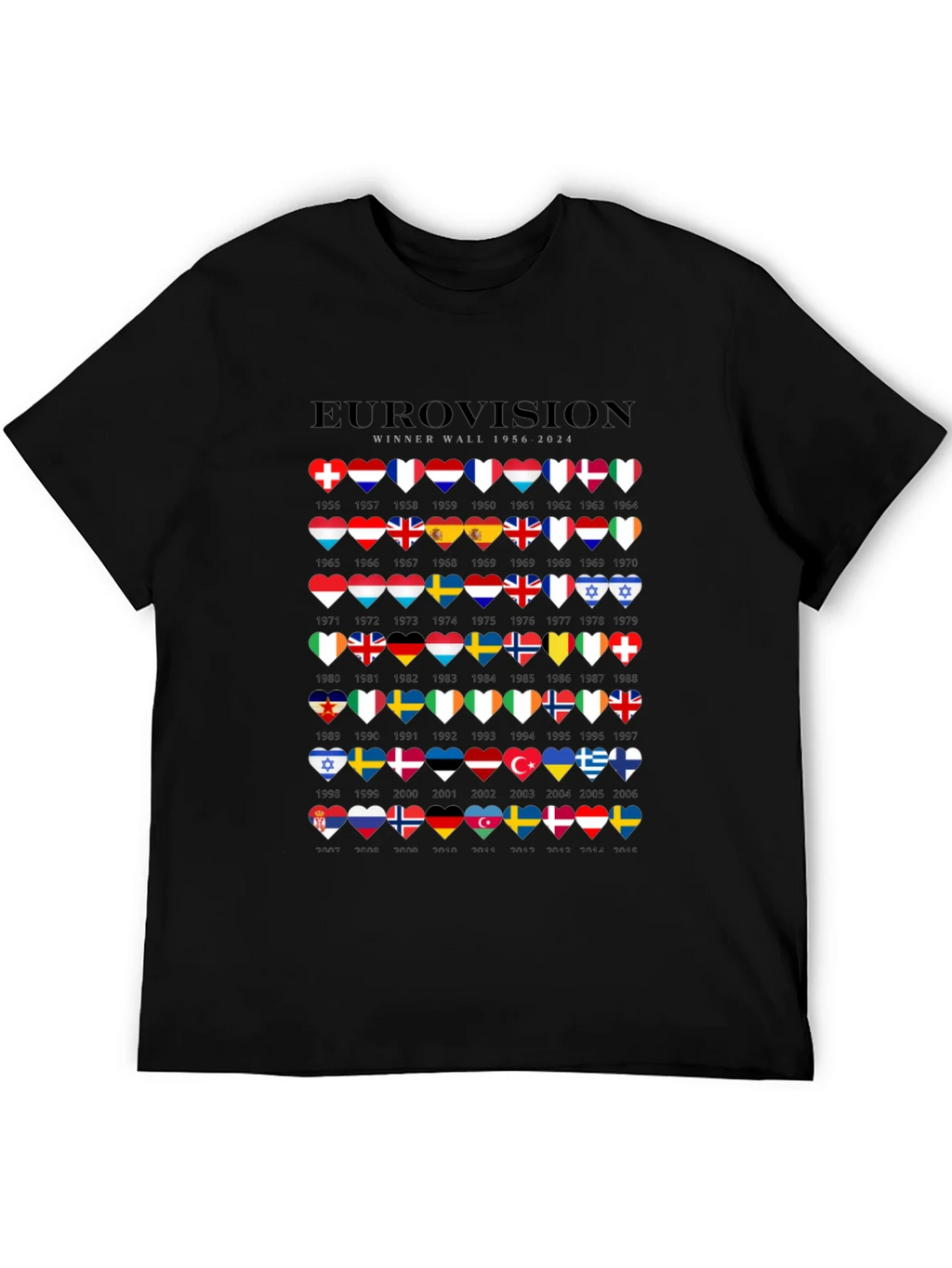 Eurovision Winner Wall 1956-2024 T-Shirt product image 1