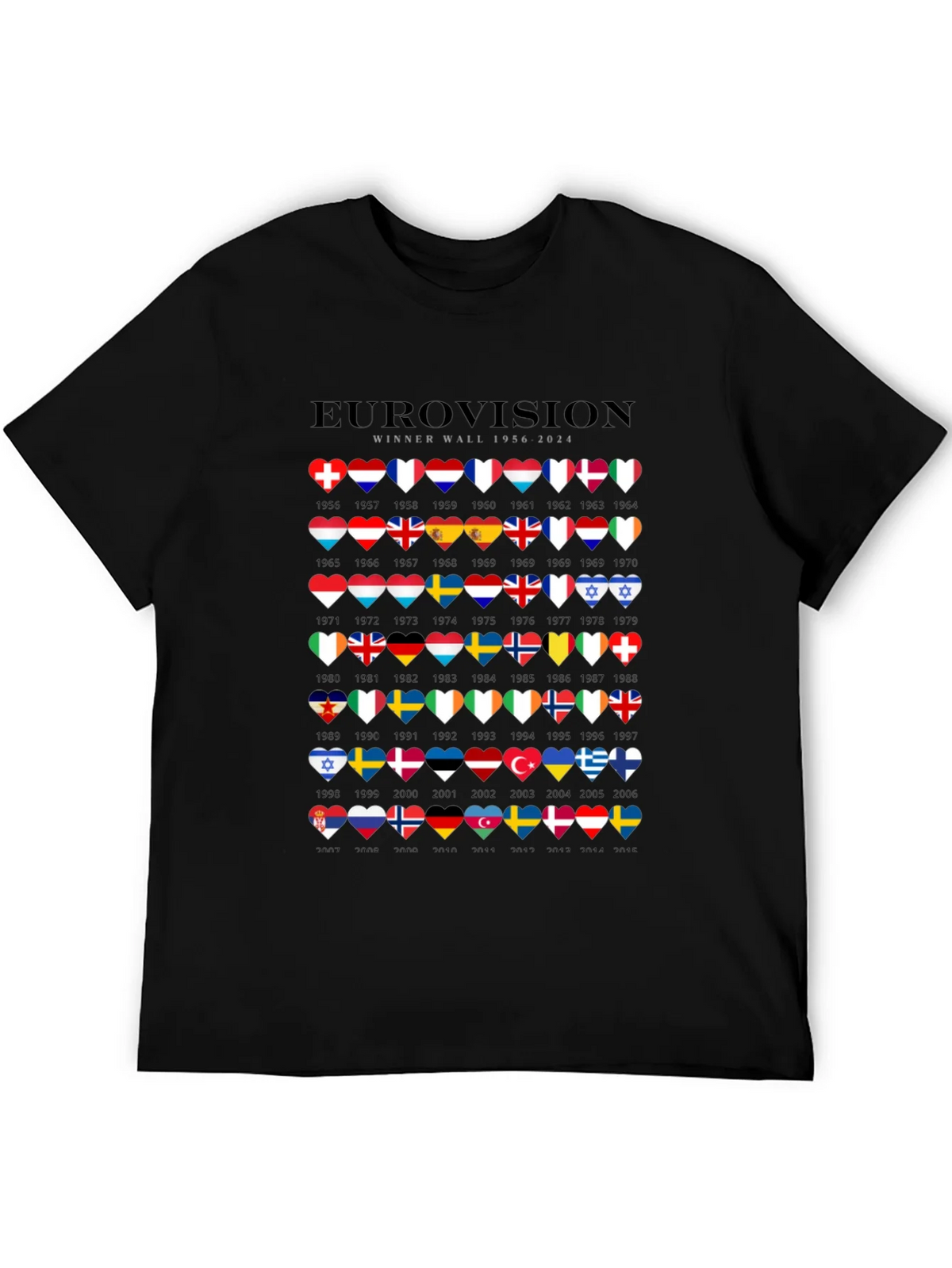 Eurovision Winner Wall 1956-2024 T-Shirt product image 1