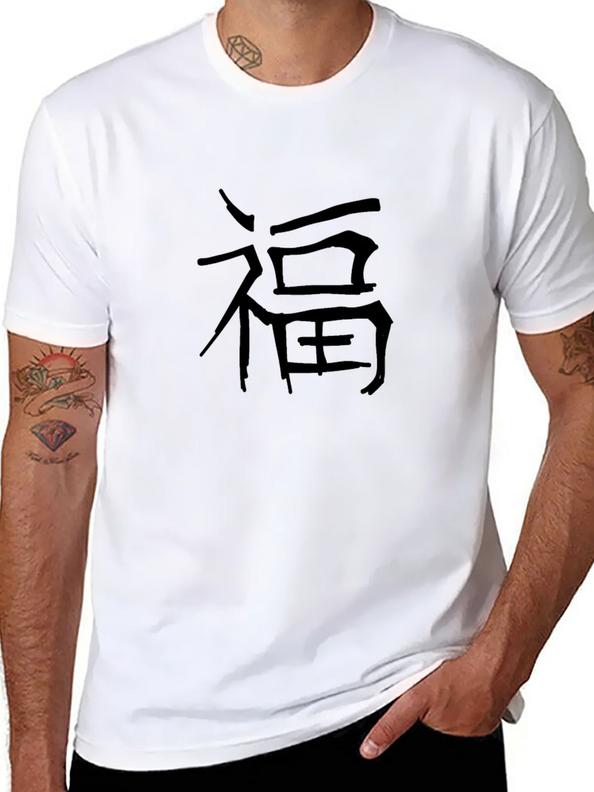 Mens Black T-Shirt with Chinese Symbol product image 4