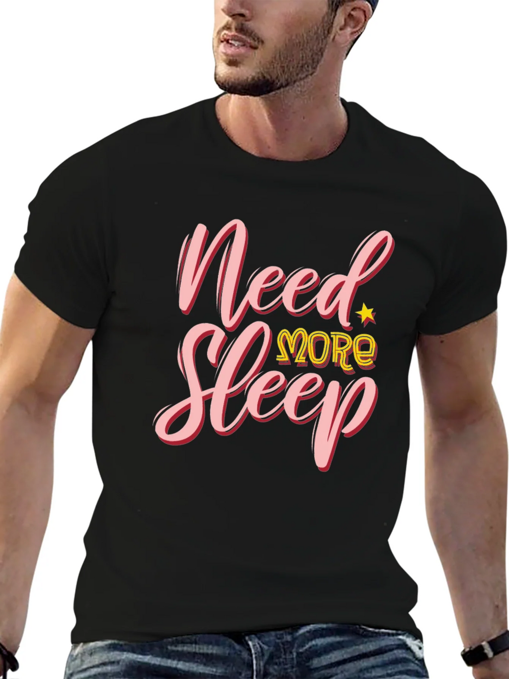 Need More Sleep T-Shirt - Black Cotton Graphic Tee product image 6