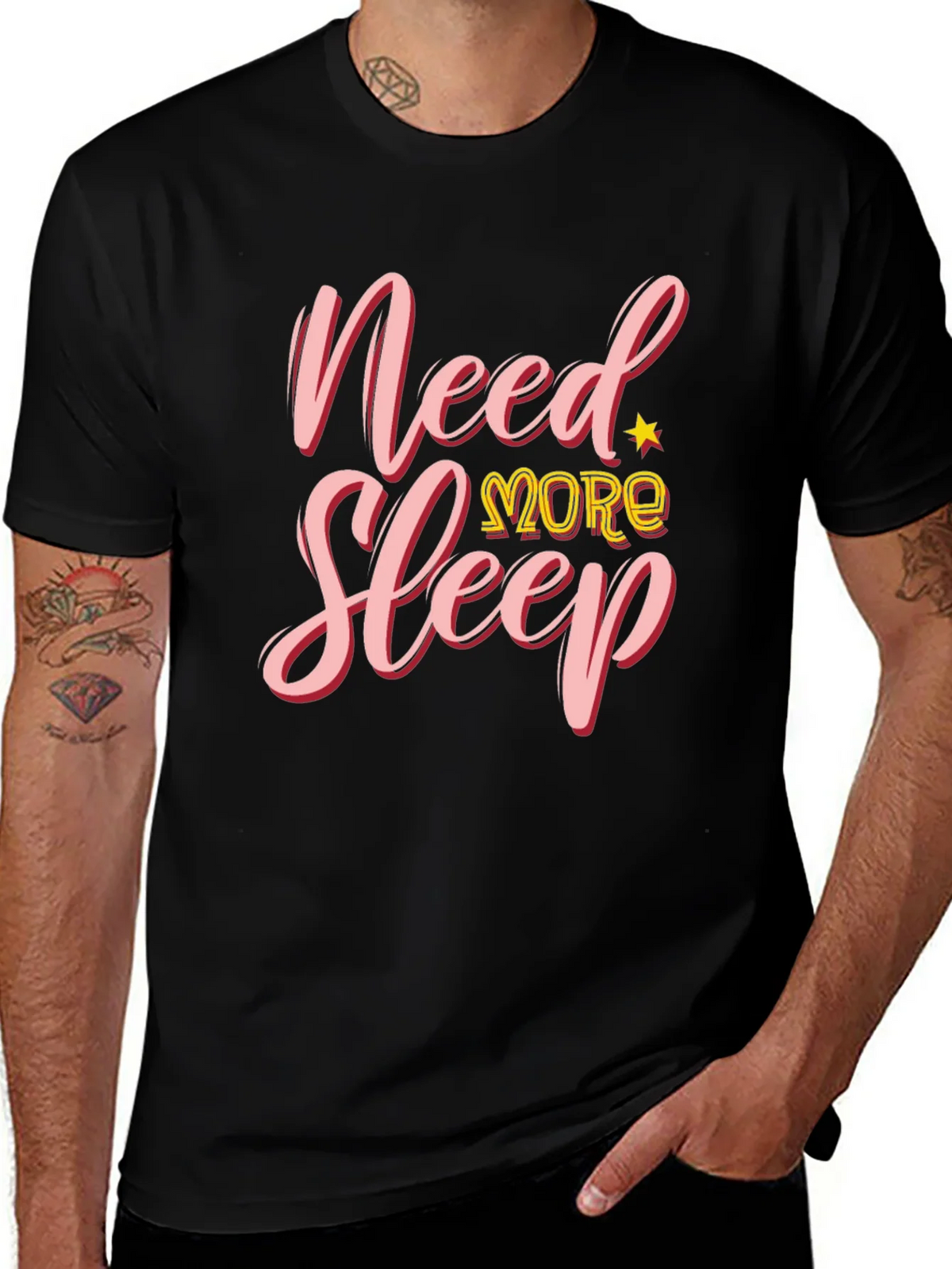 Need More Sleep T-Shirt - Black Cotton Graphic Tee product image 1