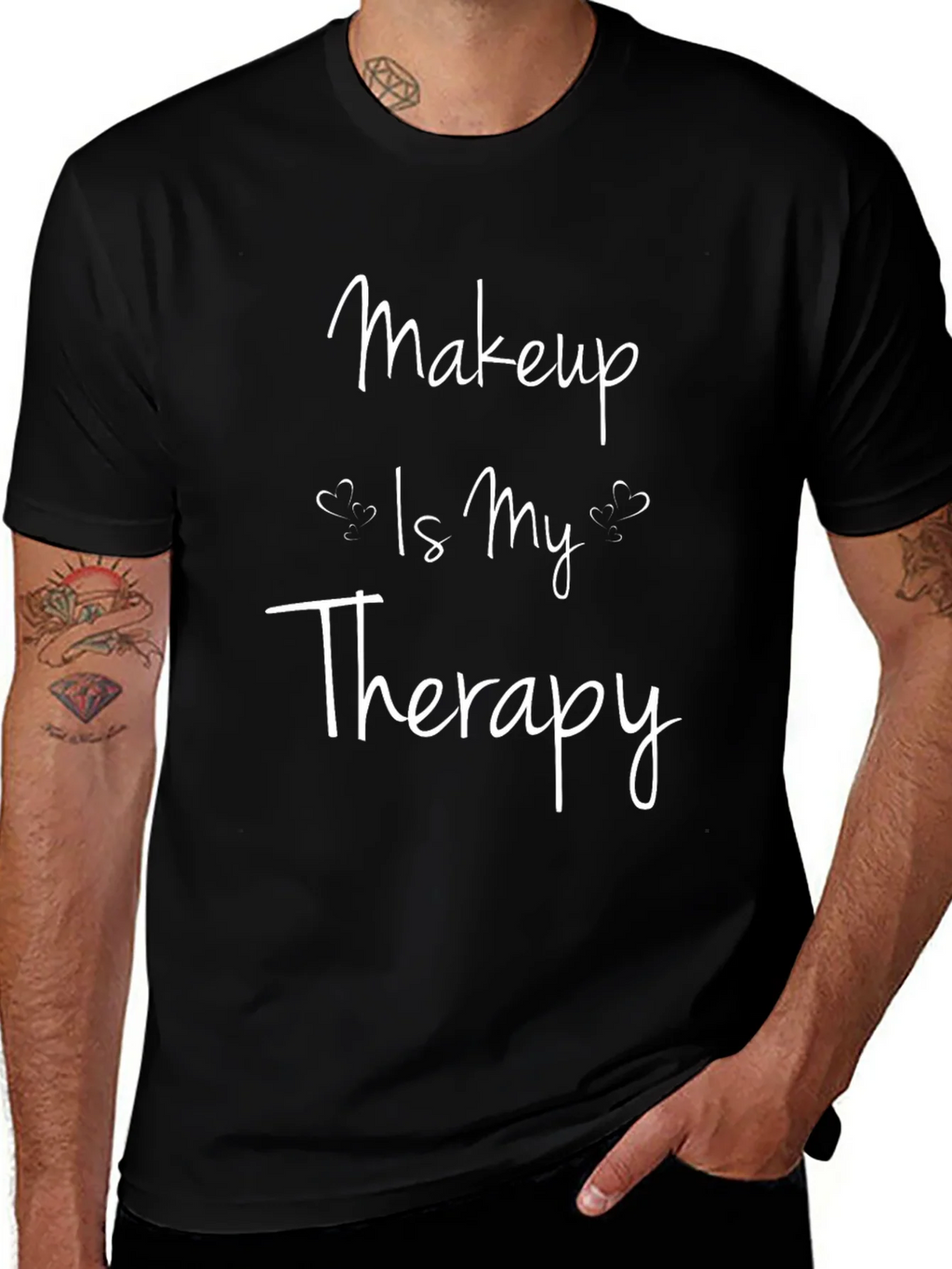 Makeup Is My Therapy Black Graphic T-Shirt product image 1