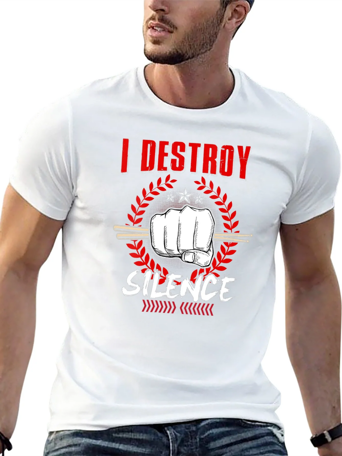 I Destroy Silence Drummer Graphic T-Shirt product image 2