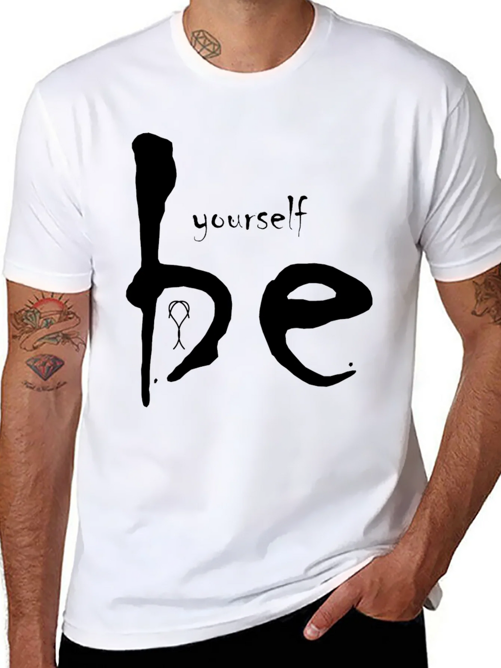 Be Yourself Graphic Tee - Black Cotton Casual Shirt product image 2