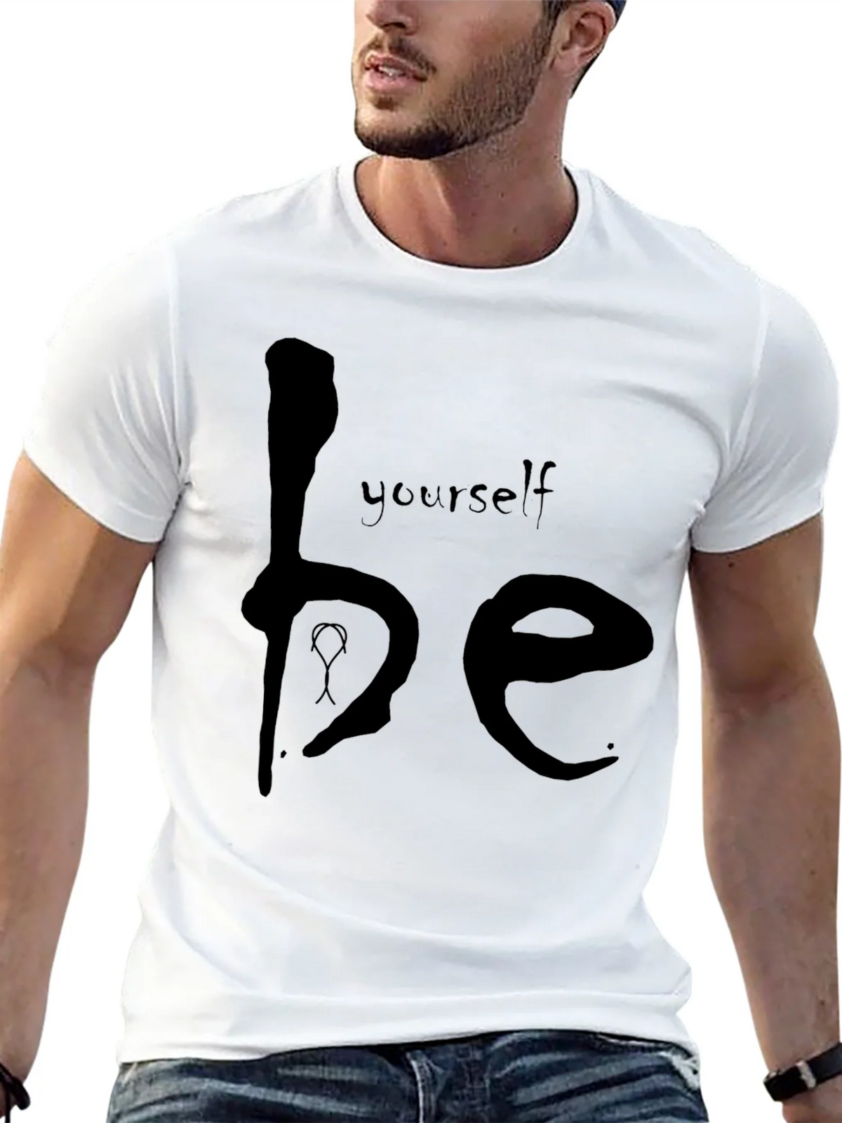 Be Yourself Graphic Tee - Black Cotton Casual Shirt product image 3