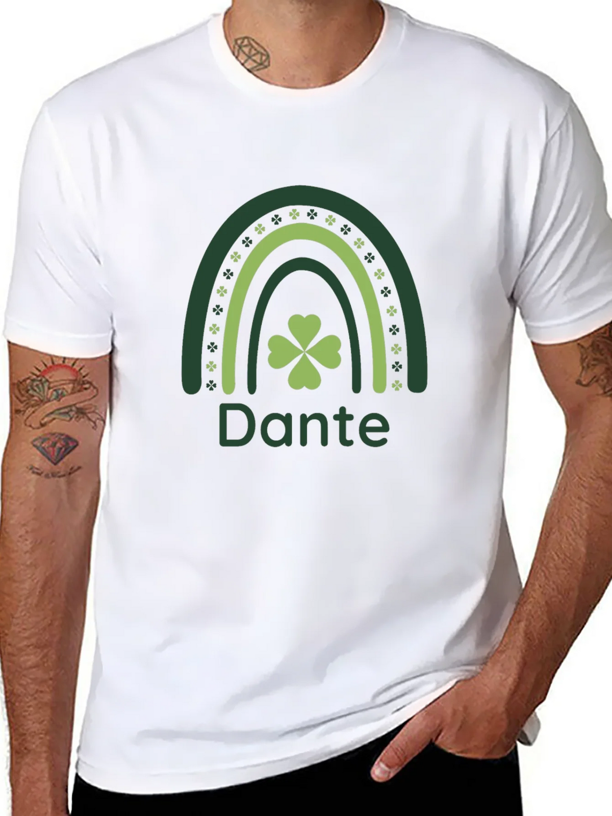 St. Patricks Day Dante Rainbow Clover T-Shirt product image 7