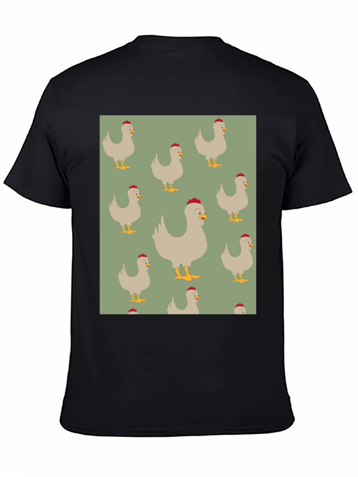 Chicken Pattern Mens Black T-Shirt product image 2