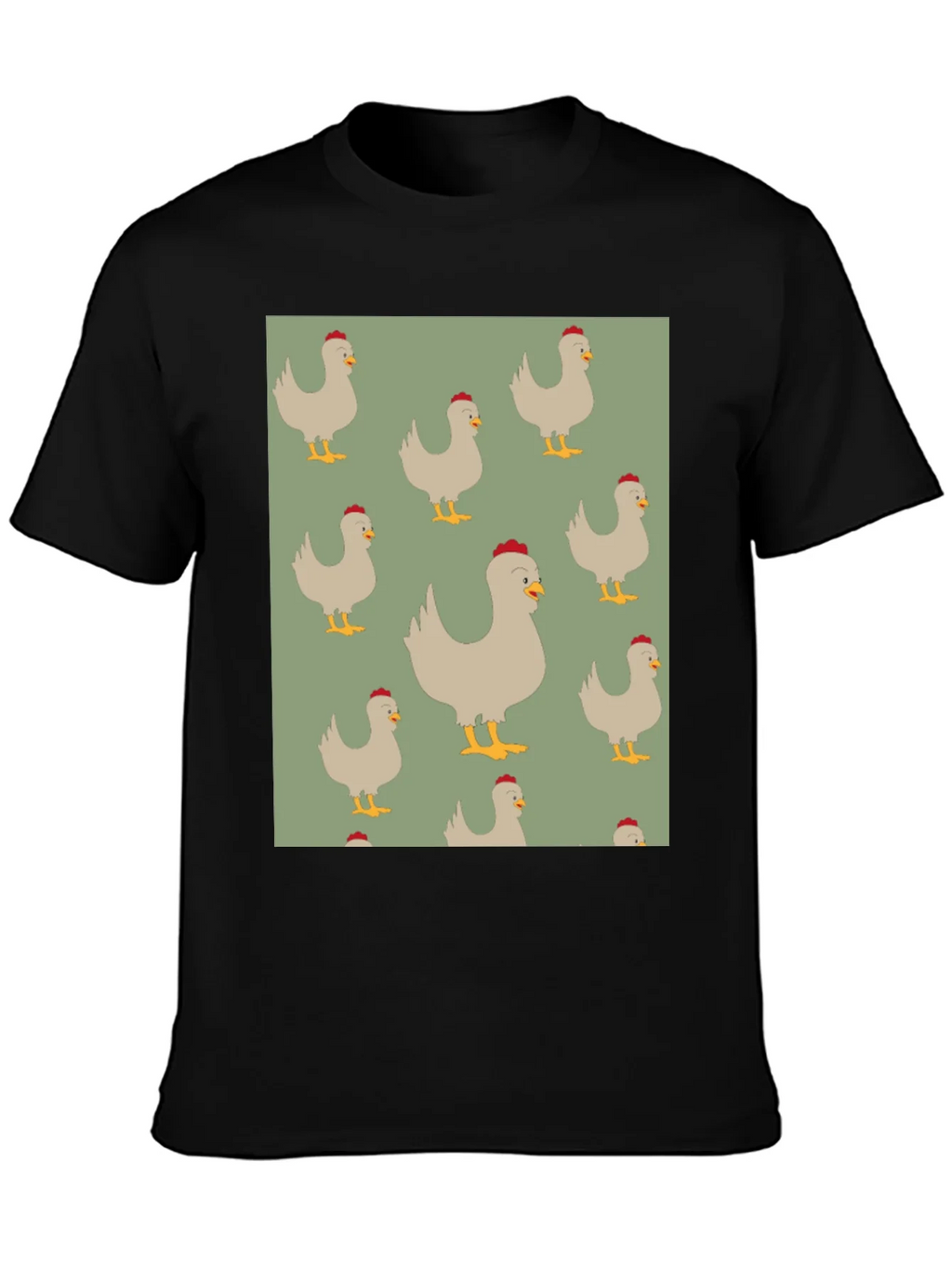 Chicken Pattern Mens Black T-Shirt product image 1