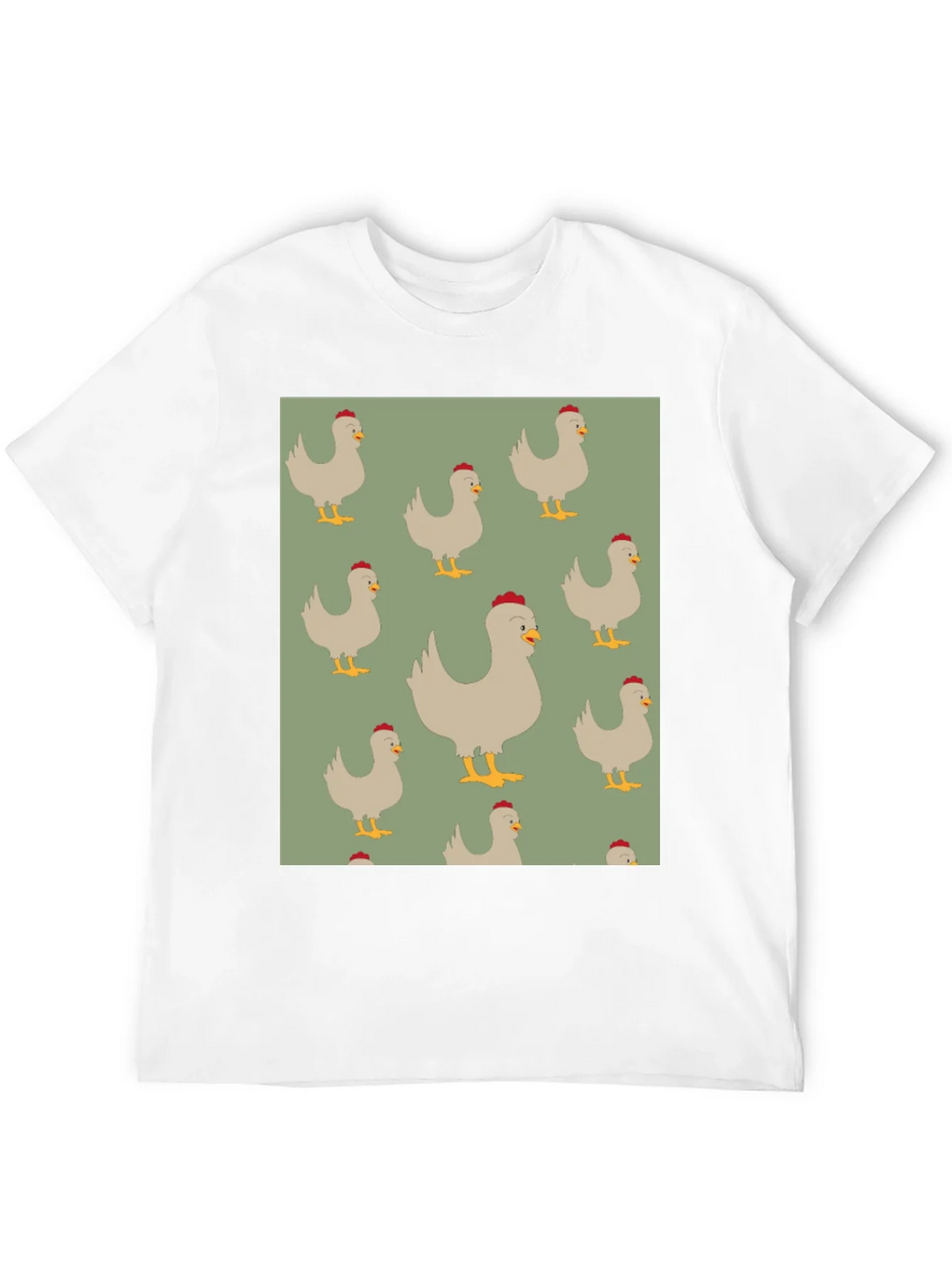 Chicken Pattern Mens Black T-Shirt product image 5
