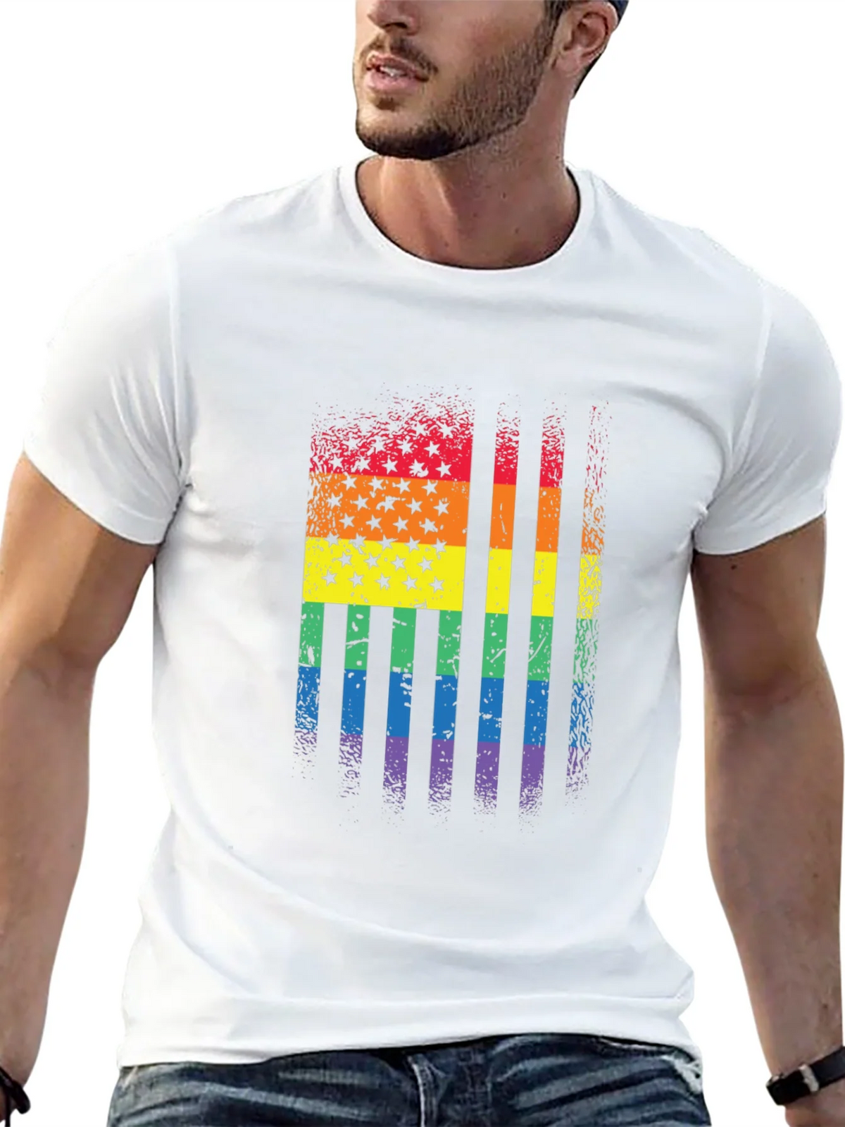 Rainbow Flag Stars Stripes T-Shirt product image 12