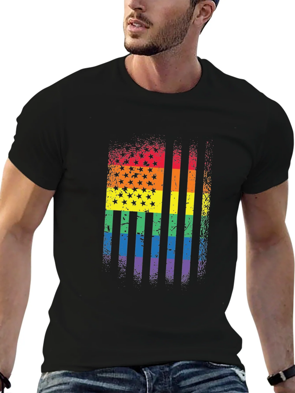 Rainbow Flag Stars Stripes T-Shirt product image 6