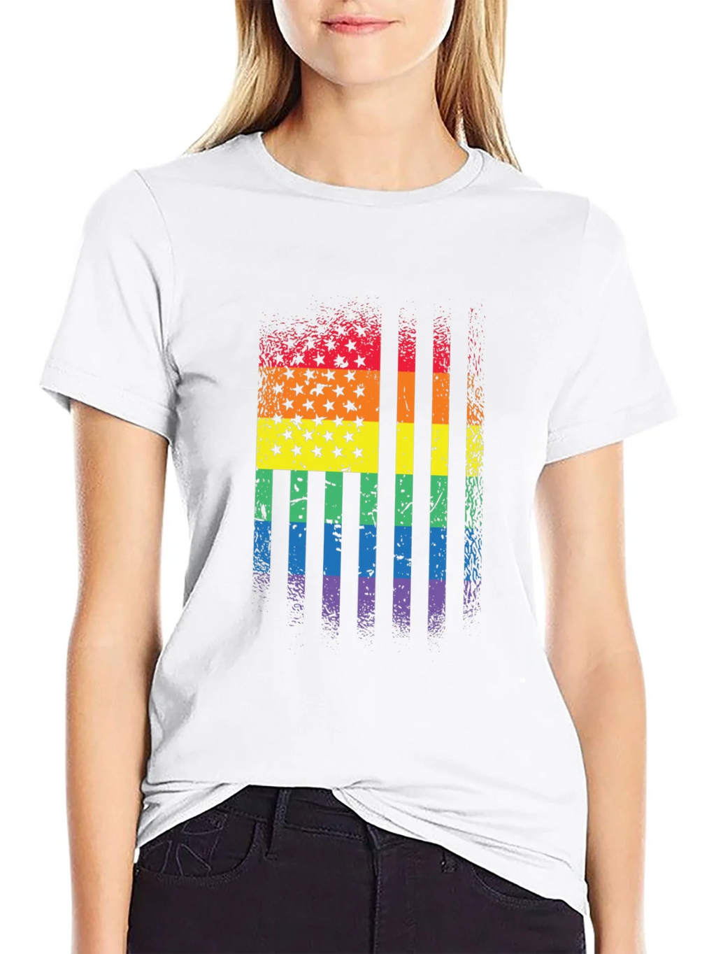 Rainbow Flag Stars Stripes T-Shirt product image 8