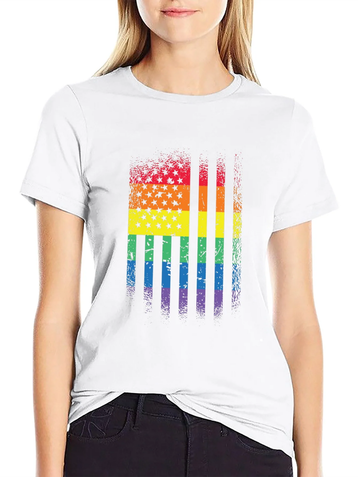Rainbow Flag Stars Stripes T-Shirt product image 8