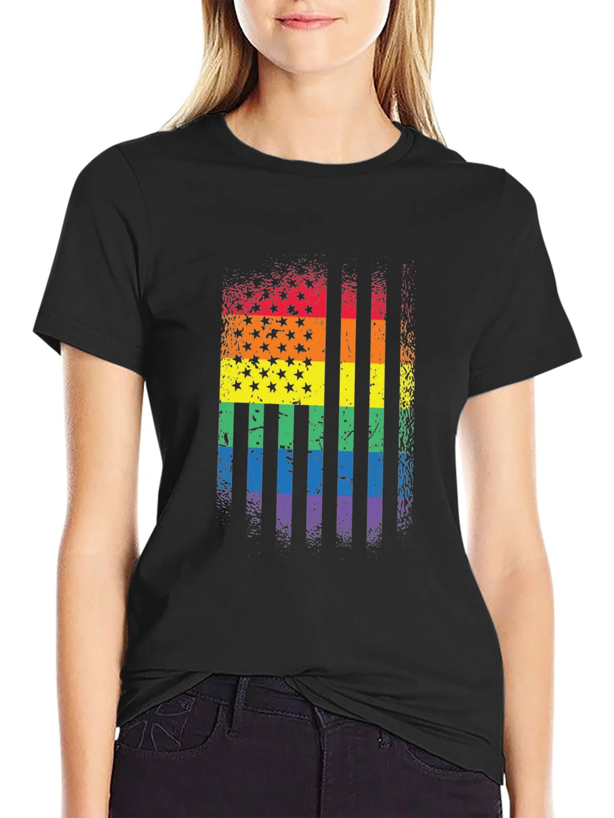 Rainbow Flag Stars Stripes T-Shirt product image 2