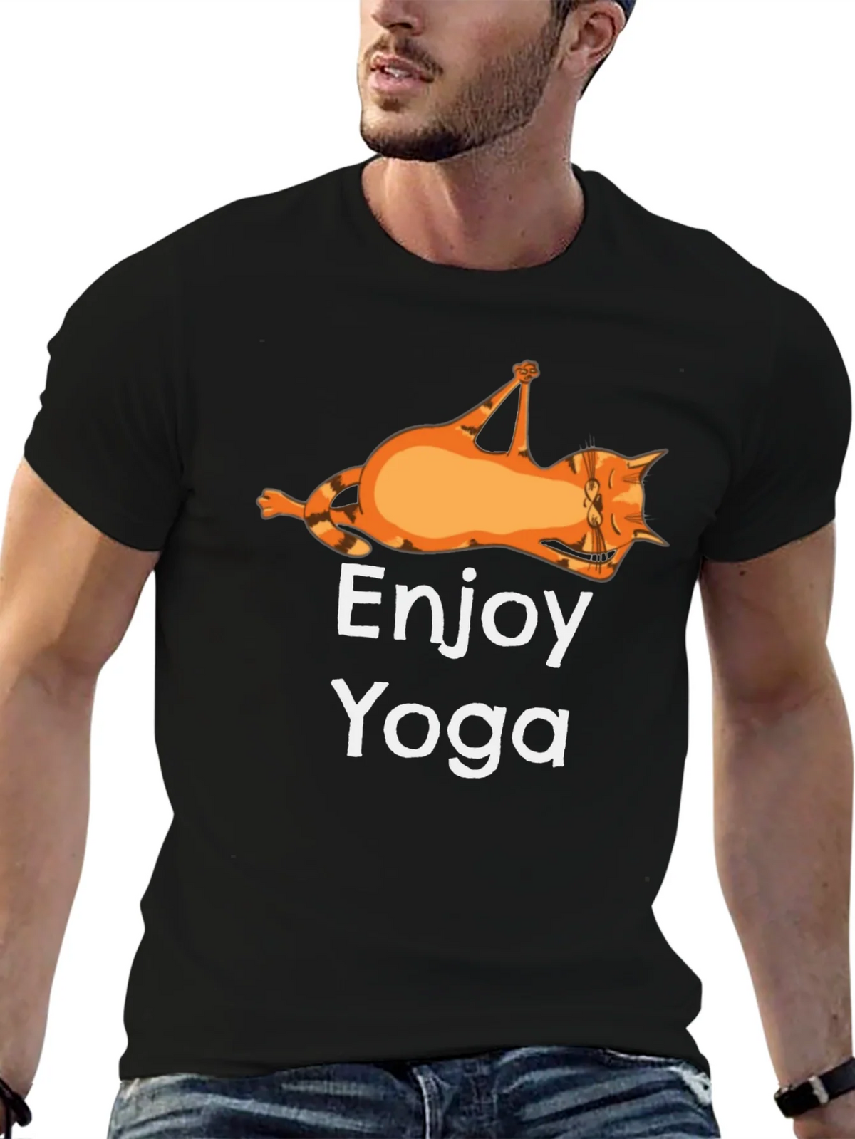 Enjoy Yoga Cat T-Shirt Funny Graphic Tee product image 4
