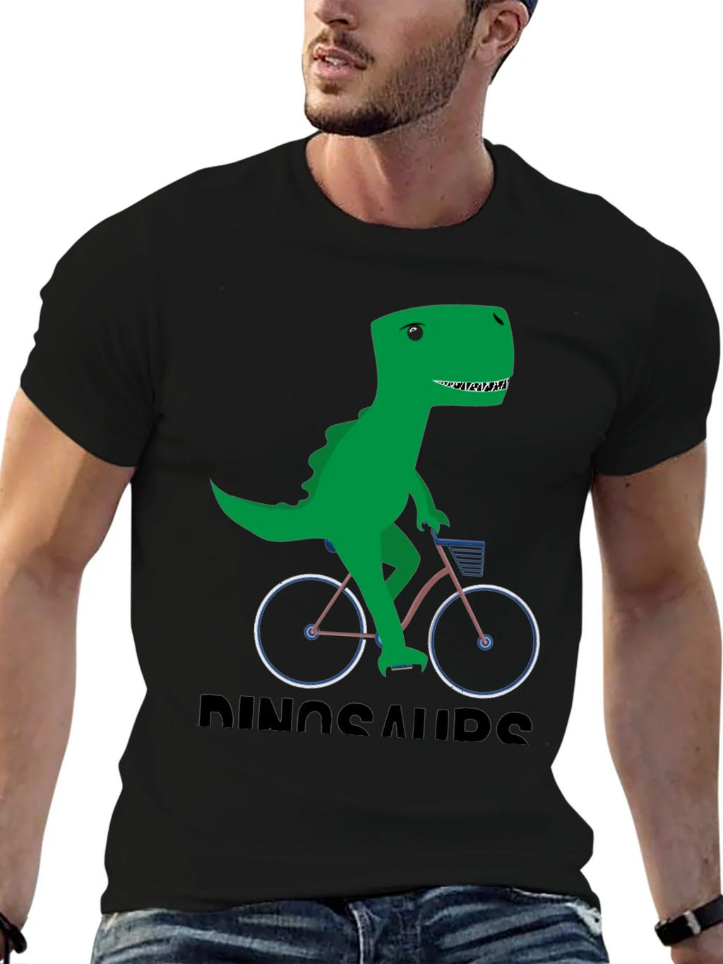 Dinosaur Riding Bike Graphic T-Shirt product image 6