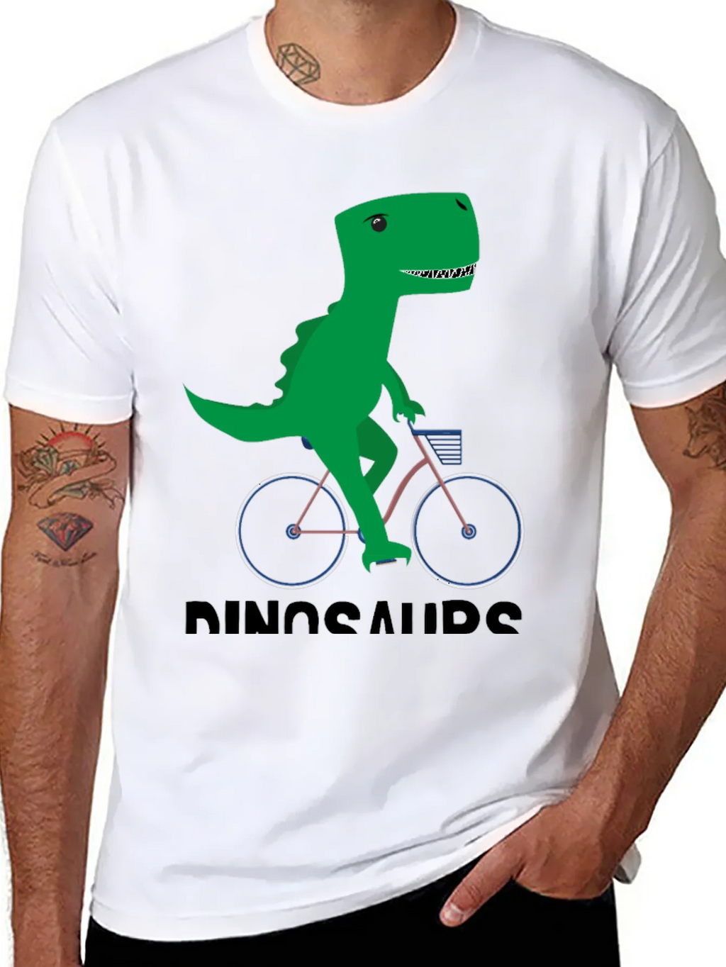 Dinosaur Riding Bike Graphic T-Shirt product image 7