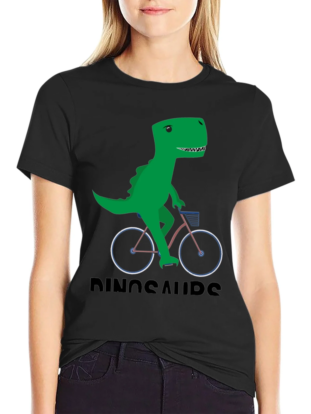Dinosaur Riding Bike Graphic T-Shirt product image 2