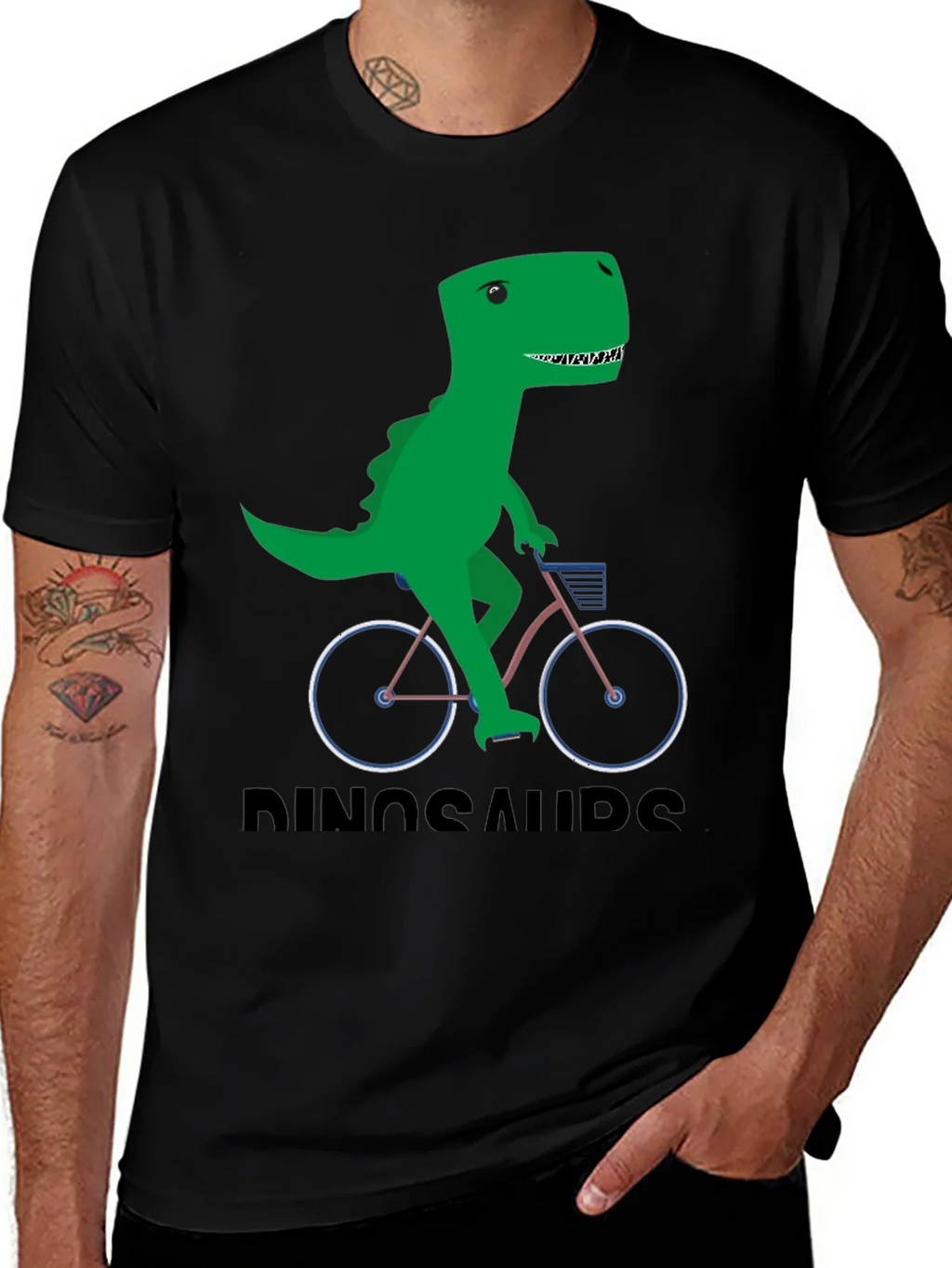 Dinosaur Riding Bike Graphic T-Shirt product image 1
