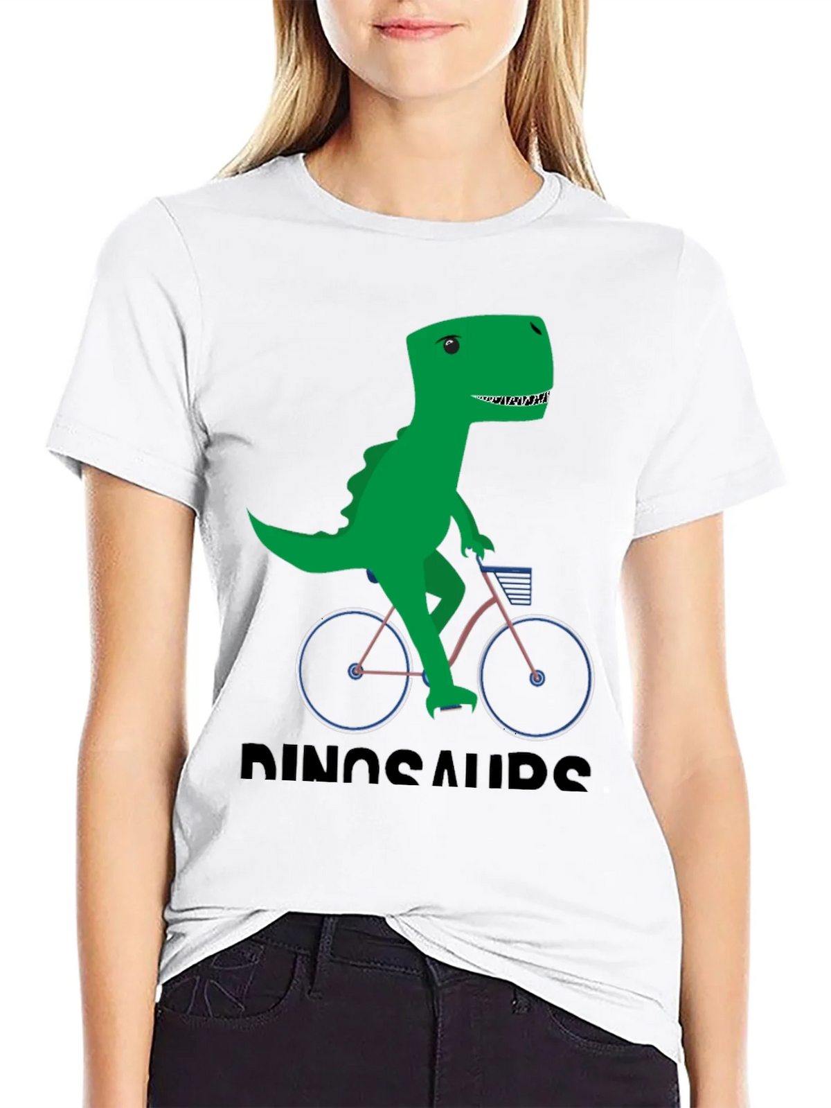 Dinosaur Riding Bike Graphic T-Shirt product image 8