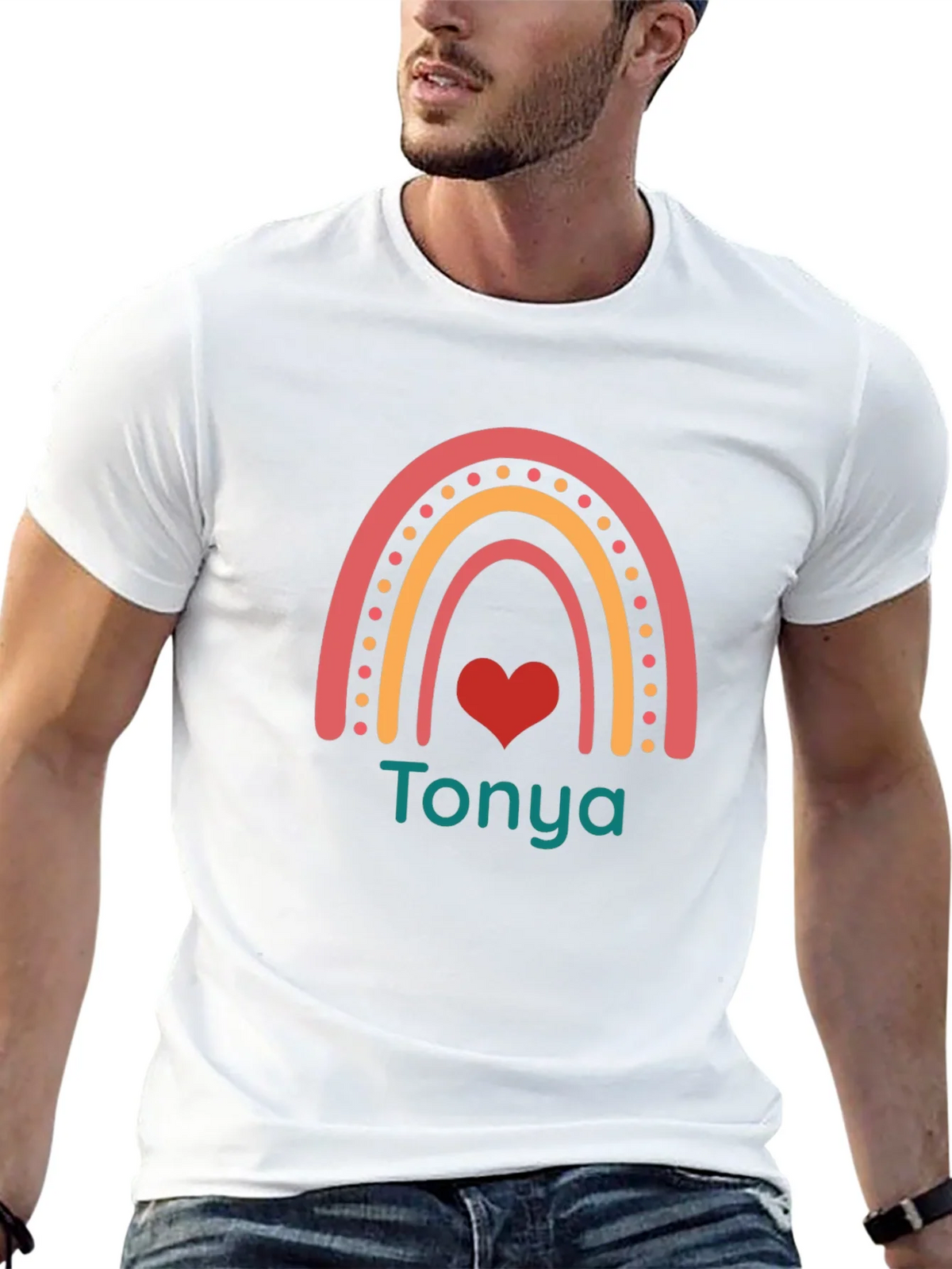 Personalized Rainbow Heart T-Shirt - Tonya product image 12