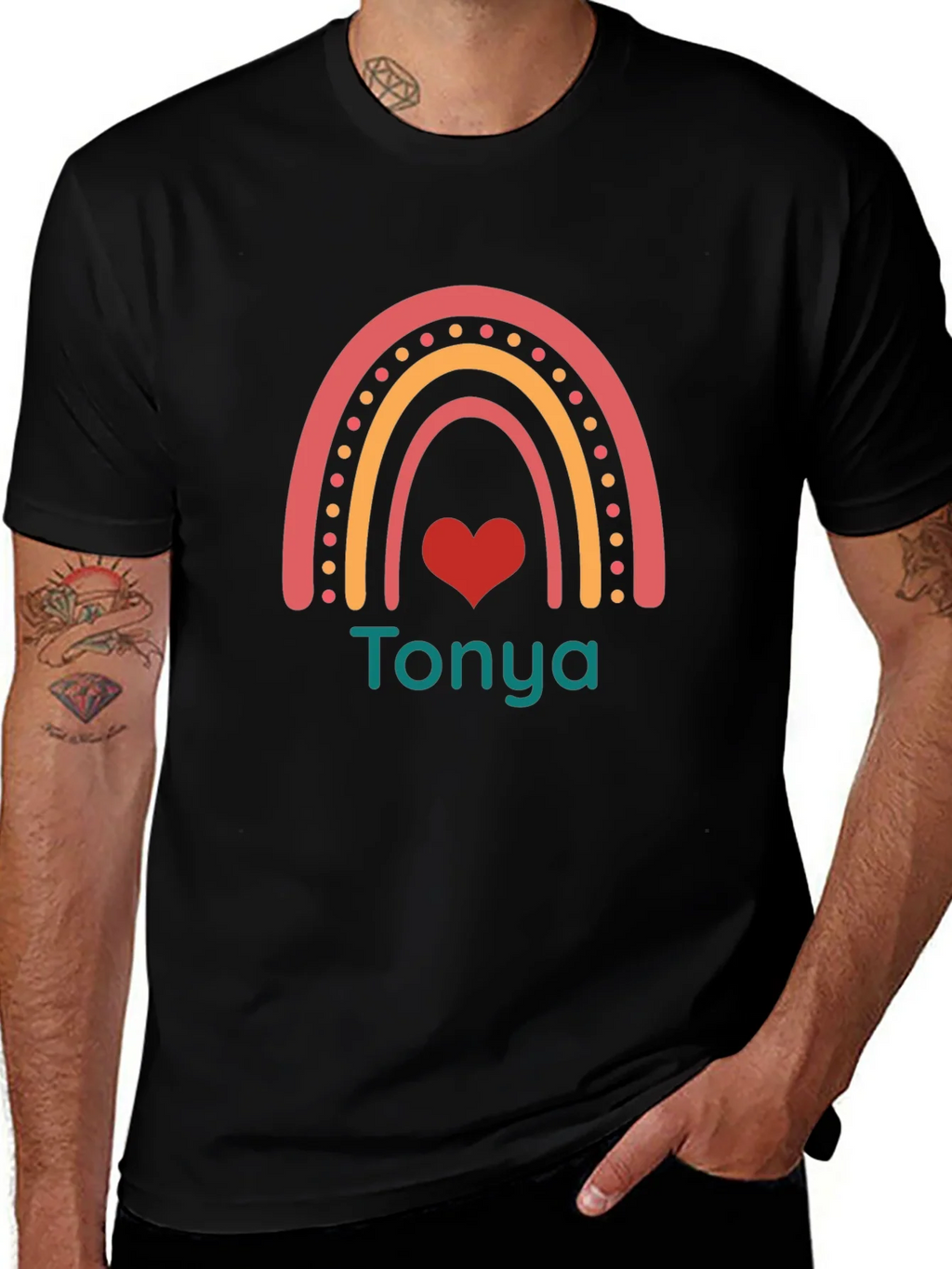 Personalized Rainbow Heart T-Shirt - Tonya product image 1