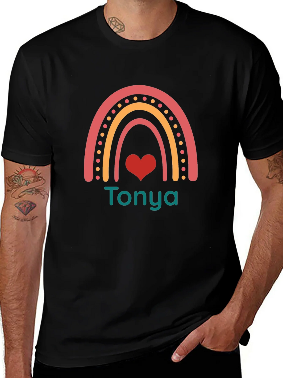 Personalized Rainbow Heart T-Shirt - Tonya product image 1