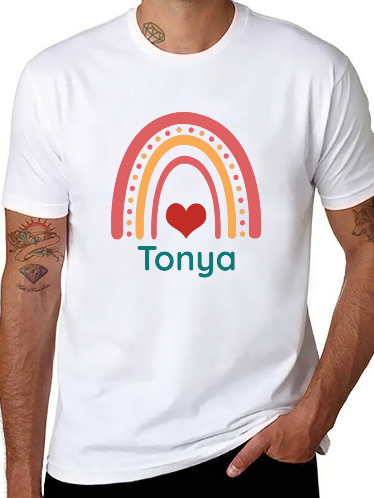 Personalized Rainbow Heart T-Shirt - Tonya product image 7