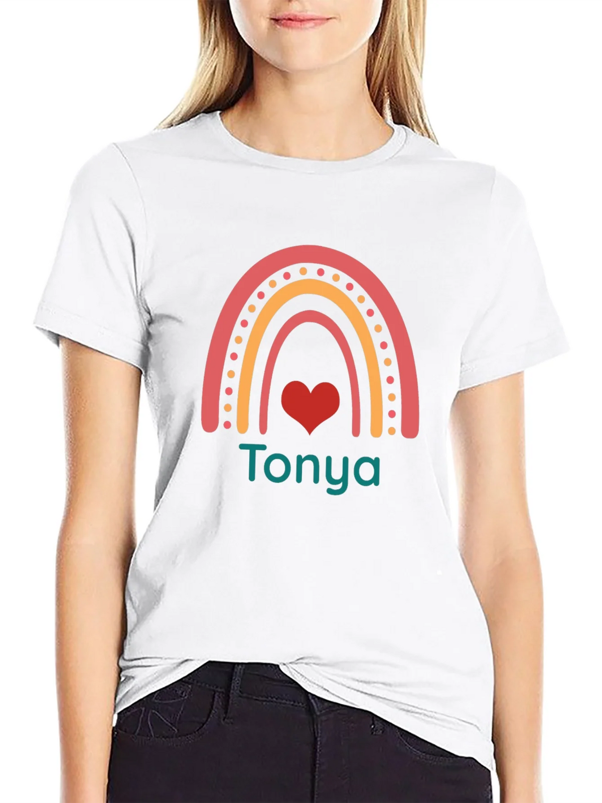 Personalized Rainbow Heart T-Shirt - Tonya product image 8