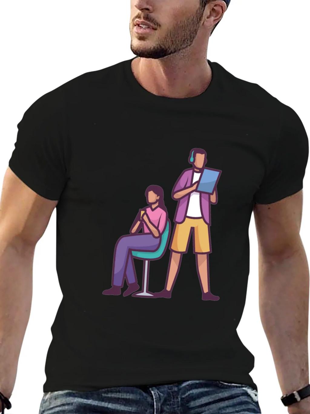 Teamwork Graphic T-Shirt - Black Casual Tee product image 6