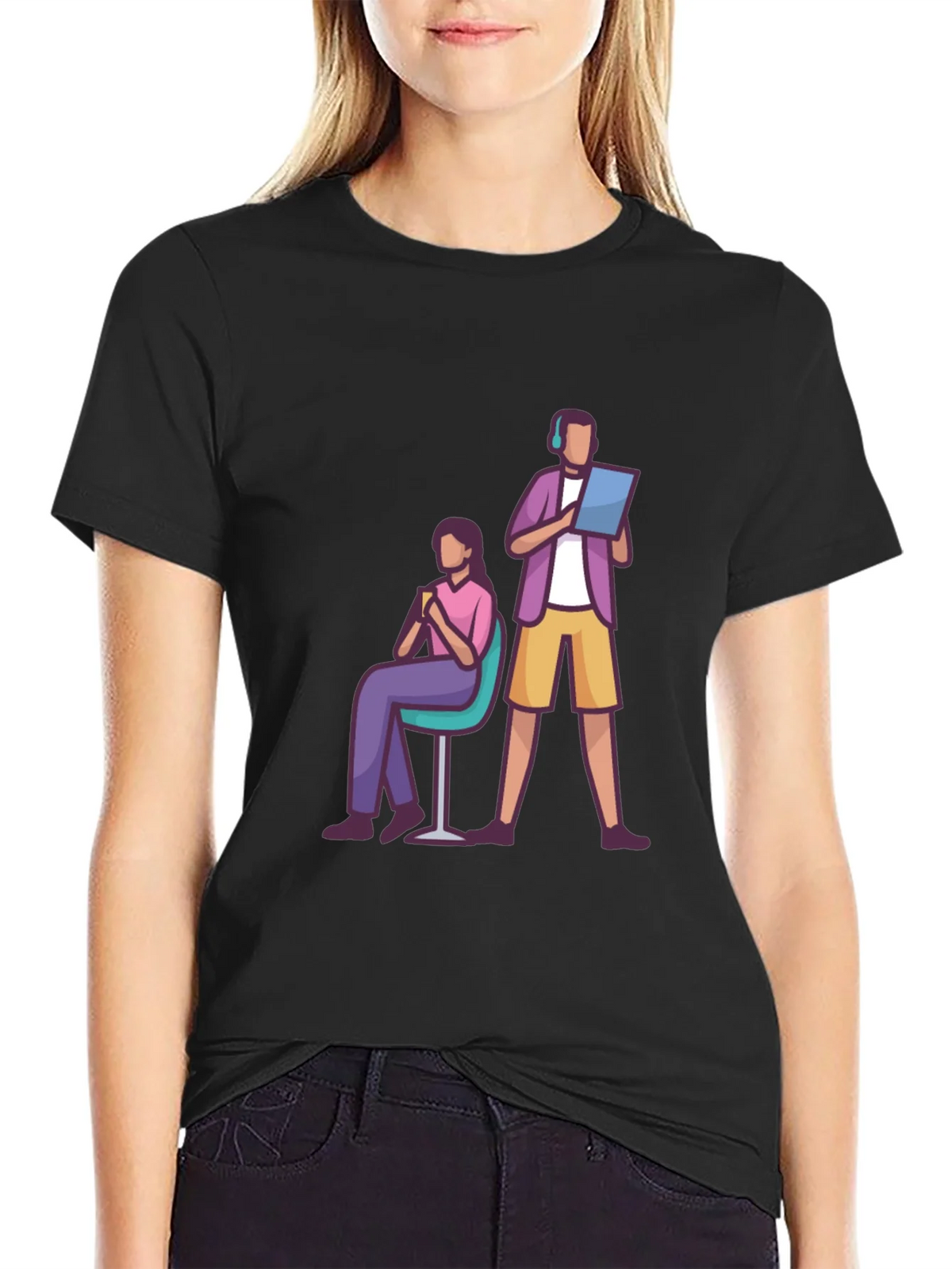 Teamwork Graphic T-Shirt - Black Casual Tee product image 2