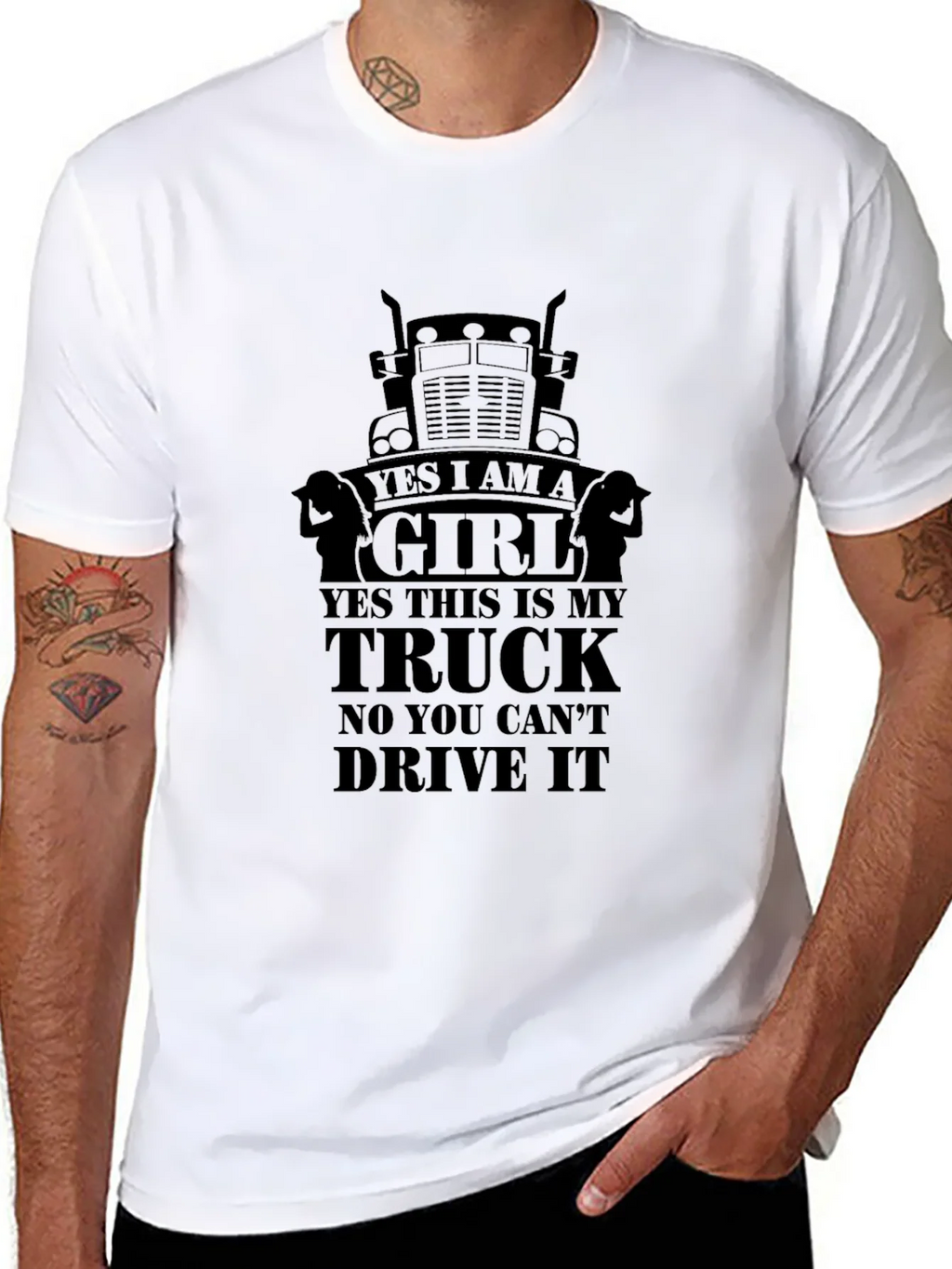 Yes I am a Girl Trucker T-Shirt product image 7