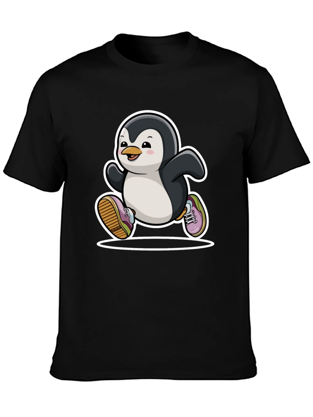Running Penguin Graphic Tee - Black Cotton Casual Shirt product image 3