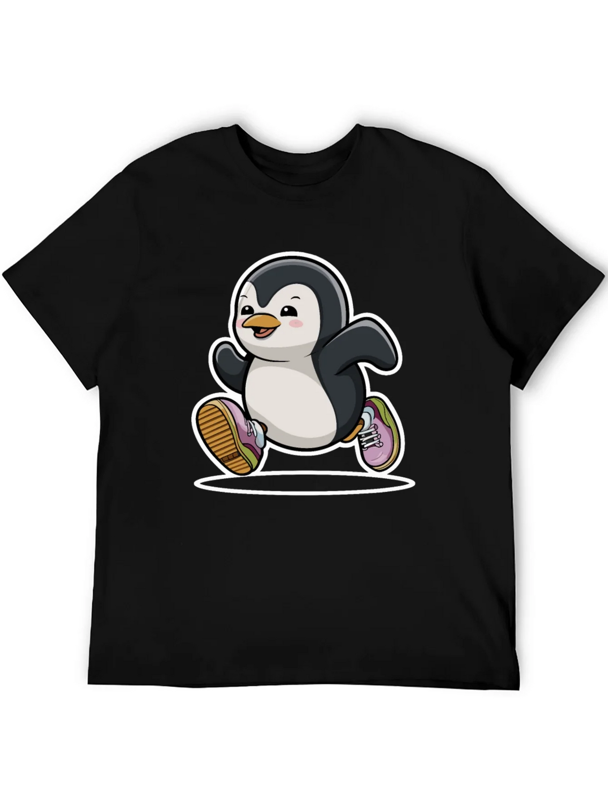 Running Penguin Graphic Tee - Black Cotton Casual Shirt product image 5
