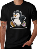 Running Penguin Graphic Tee - Black Cotton Casual Shirt product image 1