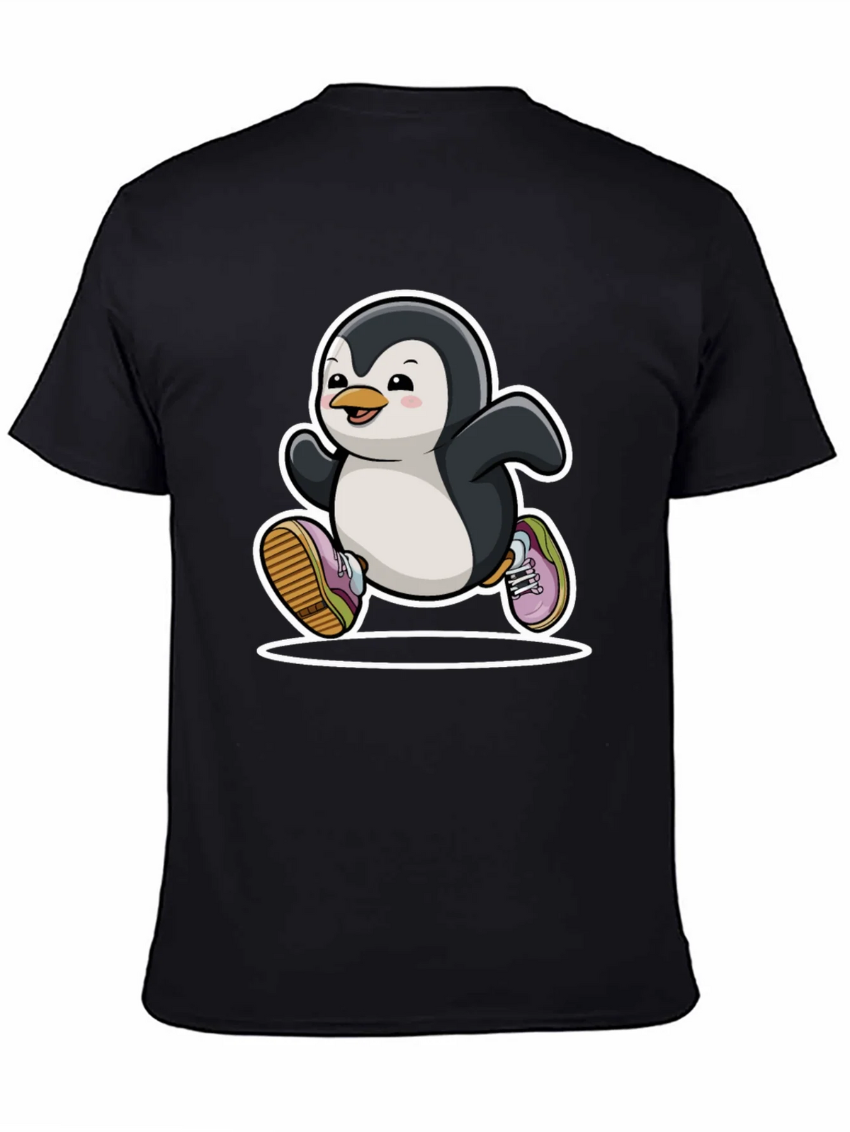 Running Penguin Graphic Tee - Black Cotton Casual Shirt product image 4
