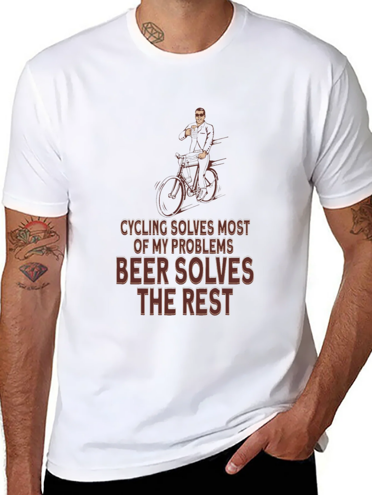 Cycling & Beer T-Shirt - Solves Problems Graphic Tee product image 7