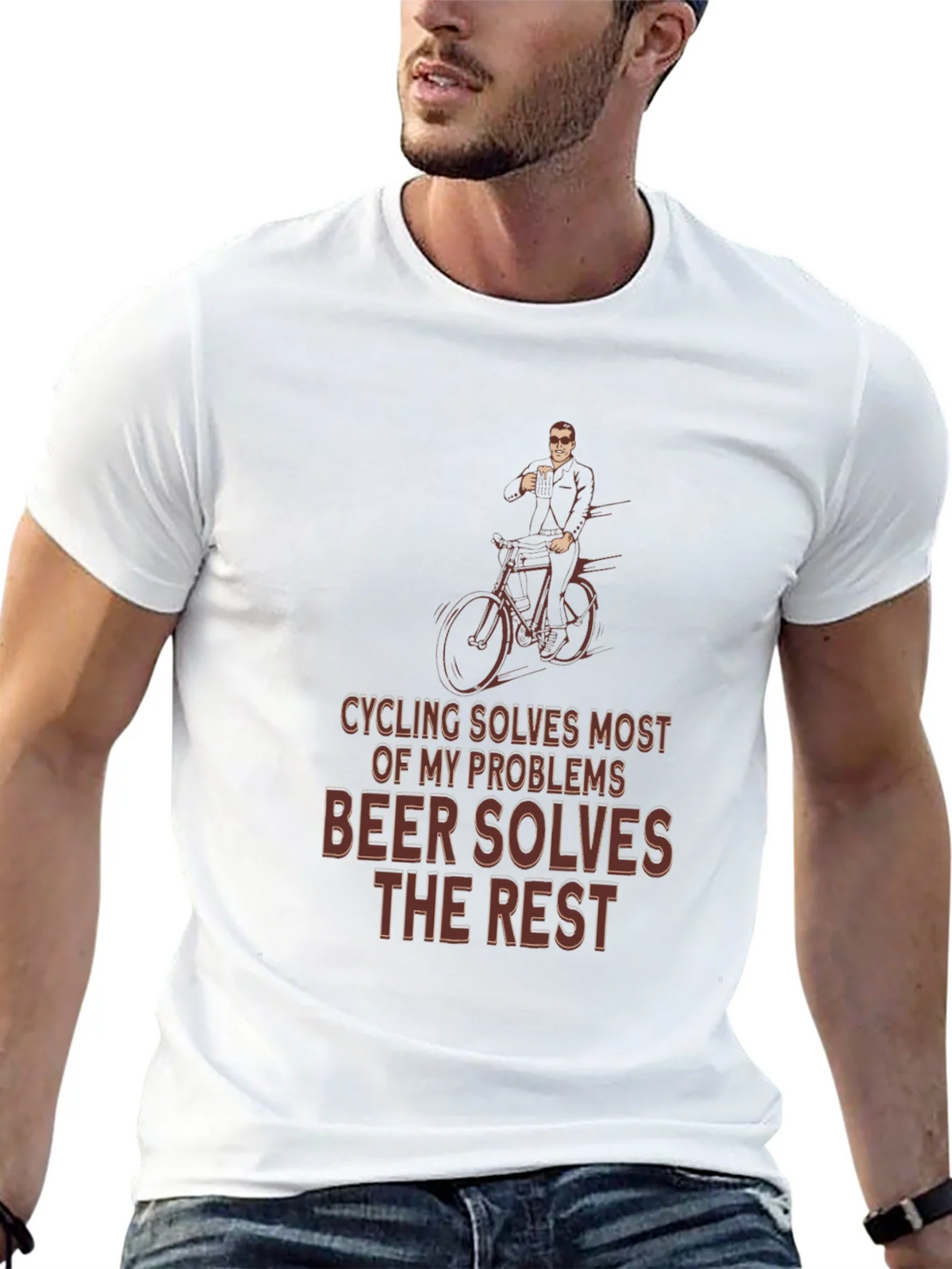 Cycling & Beer T-Shirt - Solves Problems Graphic Tee product image 12