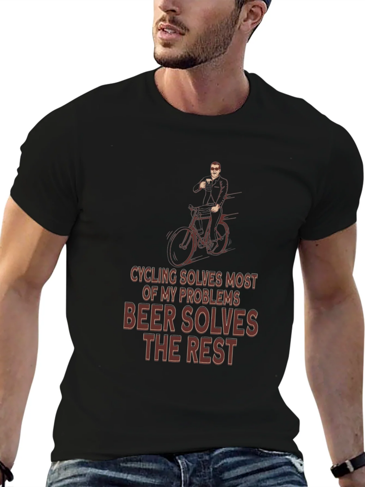 Cycling & Beer T-Shirt - Solves Problems Graphic Tee product image 6