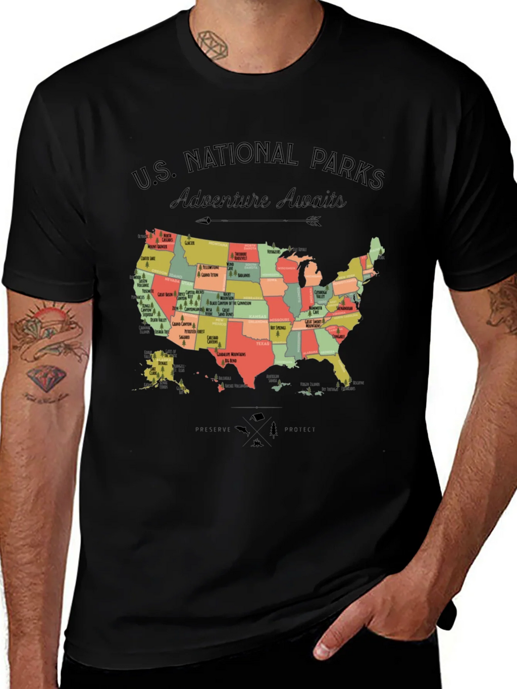 US National Parks Adventure Awaits T-Shirt product image 1